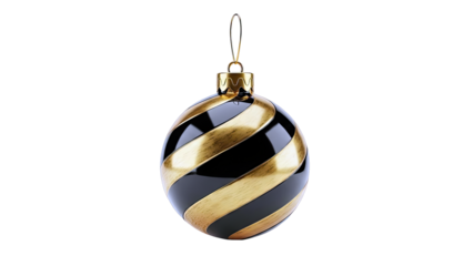 Elegant Black and Gold Striped Christmas Ornament