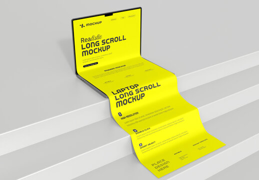 Laptop Website Long Scroll Mockup