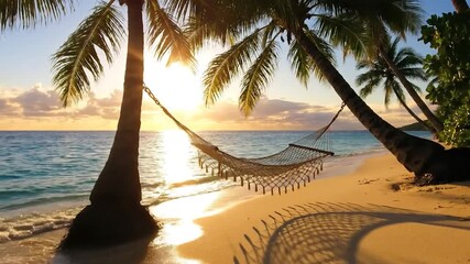 Tropical Beach Hammock at Sunset