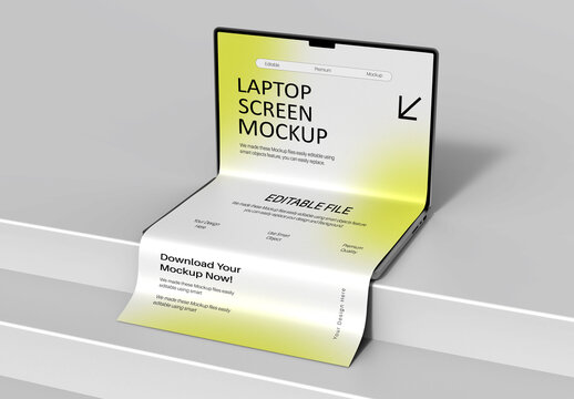 Editable Laptop Long screen Mockup