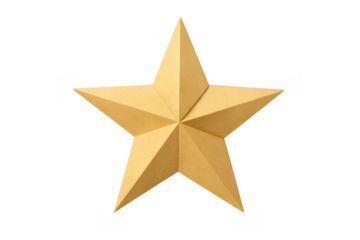 Gold paper craft star award transparent background