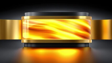 Minimalist Black Gold Style Glowing Rectangular Fluid Energy Background