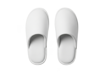 White slipper shoes for indoor use, comfortable and soft, perfect for relaxing, isolated on transparent background