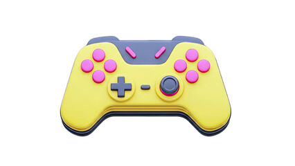 3D Render of a Yellow Game Controller with Pink Buttons