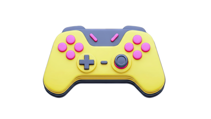 3D Render of a Yellow Game Controller with Pink Buttons