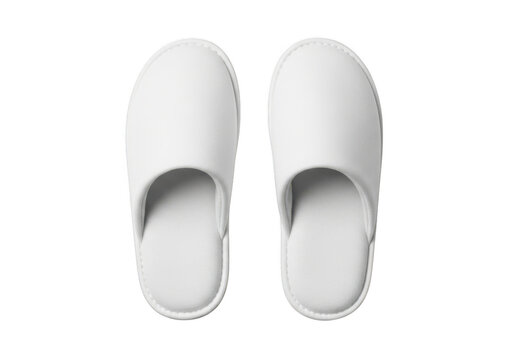 White slipper shoes for indoor use, comfortable and soft, perfect for relaxing, isolated on transparent background