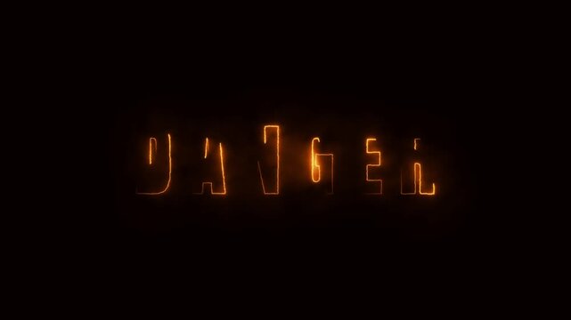 danger text with fire effect background