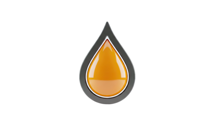 Orange liquid drop icon with dark metallic border