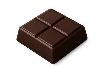 Fototapeta premium Dark chocolate square piece on transparent background