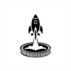 Fototapeta premium Finance Rocket Growth Icon black and white vector