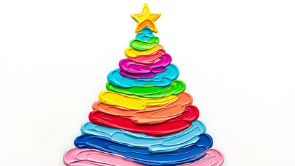 Colorful Rainbow Stacked Toy Pyramid Isolated on White Background