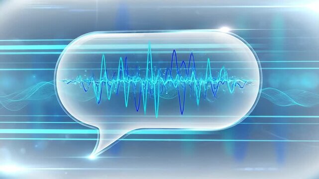 Abstract digital speech bubble with audio waveform illustration