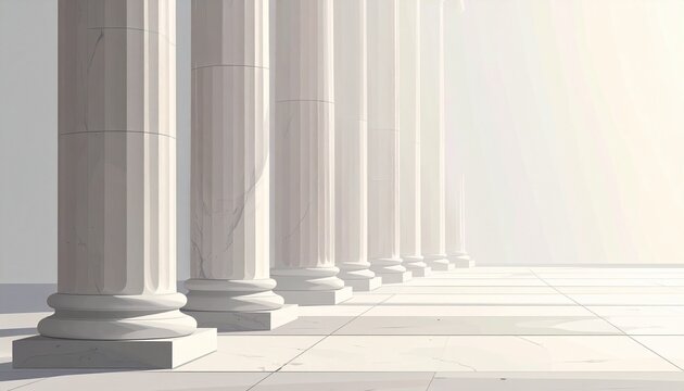 clean vector illustration of stone pillars aligned geometrically