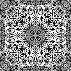 Fototapeta premium bandana and scarf pattern, unique abstract pattern in black and white, my own work not ai generate