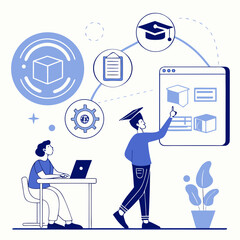 Digital learning experience featuring an instructor and student engagement in an online setting