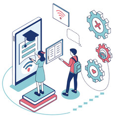 Students engaging with modern digital education and online learning platforms