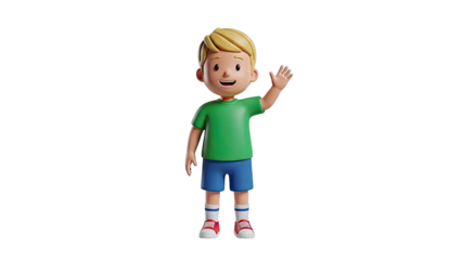 Cartoon Boy Waving Hand