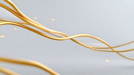 Abstract golden lines flowing gracefully against a neutral backdrop, creating a sense of elegance and movement