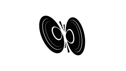 Black vinyl records forming a butterfly shape on white background.