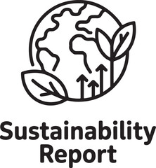 Sustainability report logo with earth and leaves, eco-friendly symbol