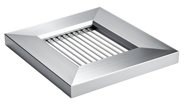 Square metal ventilation grille with parallel bars, modern design