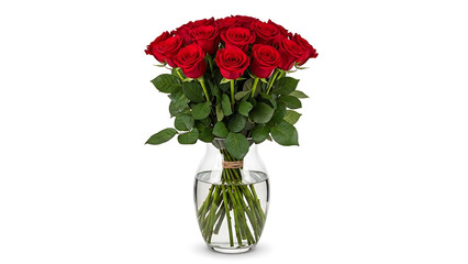Obraz premium Beautiful bouquet of red roses in a glass vase