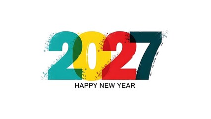 Colorful 2027 New Year Celebration Greeting Card Design