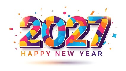 Colorful 2027 New Year Celebration Greeting Card Design