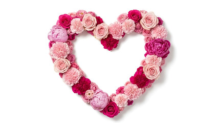 Obraz premium Beautiful heart shape made of pink and red flowers