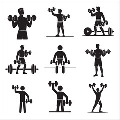 Dumbbell Exercise Gym Silhouette Clean Line Art
