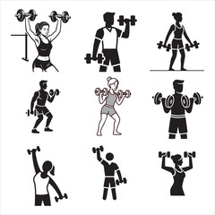 Workout Silhouette Person Lifting Dumbbells Gym Art