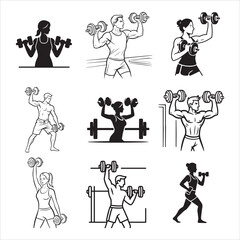 Gym Fitness Training Dumbbell Silhouette Illustration