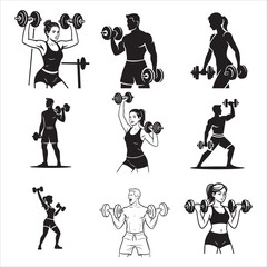Gym Workout Person Dumbbell Silhouette Vector Art