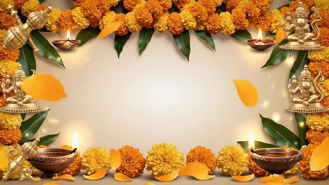 Hanuman Jayanti Minimalist Background with Symbolic Festival Elements and Clean Copy Space