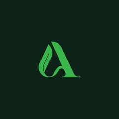 vector illustration of letter A and leaf for icon,symbol or logo. initial letter A logo. A leaf logo