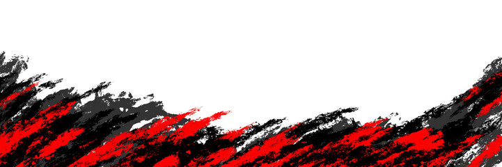 Expressive Red and Black Grunge Brush Strokes Creating Abstract Artistic border