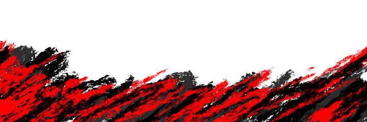 Abstract Red and Black Paint Stroke Texture with Dynamic Brush Marks on a transparent Background