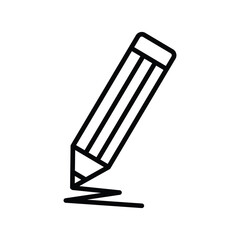Outline simple pencil icon isolated flat style design.