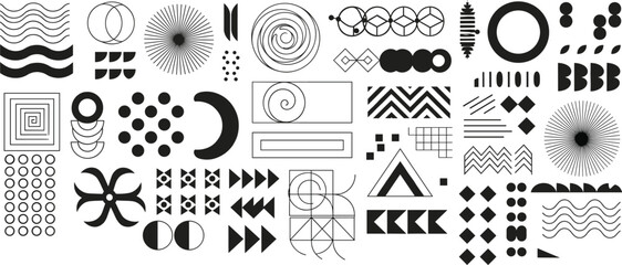 Abstract Geometric Shape Elements Set Modern Minimal Black Graphic Vector Collection © HELEN QUEEN