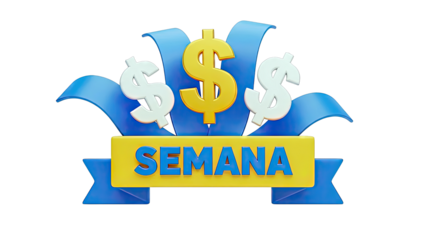 Dollar Sign "Semana" Graphic with Blue Ribbons