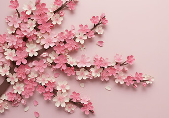 Pink cherry blossom paper craft design