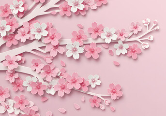 Pink cherry blossom paper cut design