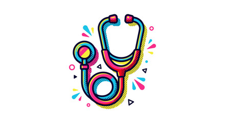 Colorful Stethoscope Illustration Medical Healthcare Icon for Doctor and Hospital Diagnostic Equipment Flat Vector Design Graphic