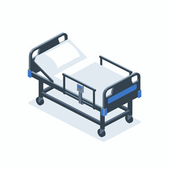 Isometric hospital bed icon for medical healthcare clinic equipment and patient care nursing home vector design
