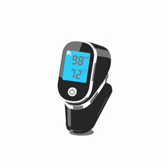 Digital pulse oximeter vector icon for blood oxygen saturation level monitoring and heart rate measurement isolated medical device illustration
