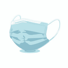 Blue surgical mask vector icon for medical protection healthcare safety and virus prevention isolated medical face mask illustration for web