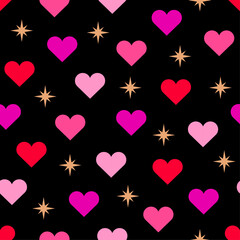 Geometric heart with gold star seamless pattern design for valentine&rsquo;s day background.