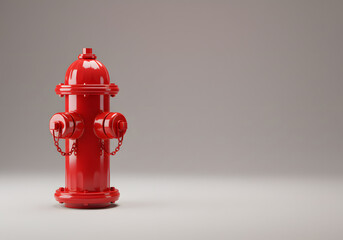Red fire hydrant isolated on gray background