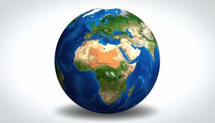 Fototapeta premium Earth's Vibrant Sphere: An eye-level shot captures our planet in vivid detail, showcasing continents and oceans in all their splendor, with its majestic and serene presence.