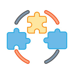 Obraz premium Vector illustration of three puzzle pieces arranged in a circle representing teamwork, integration, and problem-solving